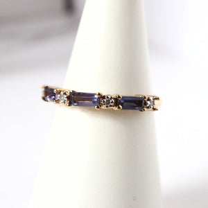 gold iolite and diamond band ring - Carathea jewellers