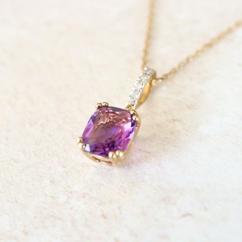 gold amethyst and diamond pendant - Carathea jewellers