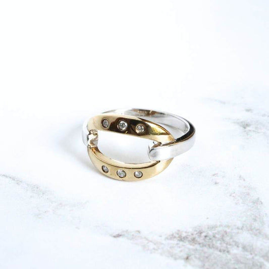 twotone gold ring with diamonds - Carathea Jewellers