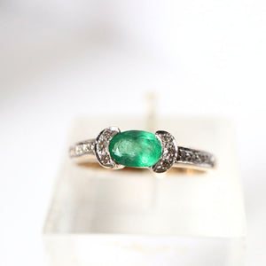 gold emerald and diamond ring - Carathea jewellers