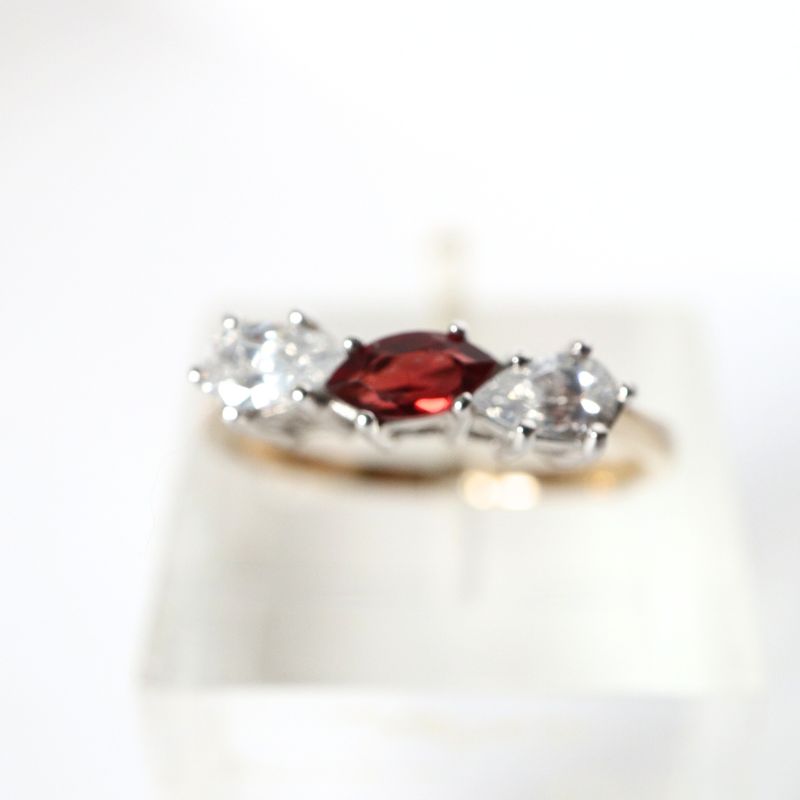 gold garnet and cubic zirconia ring - Carathea jewellers