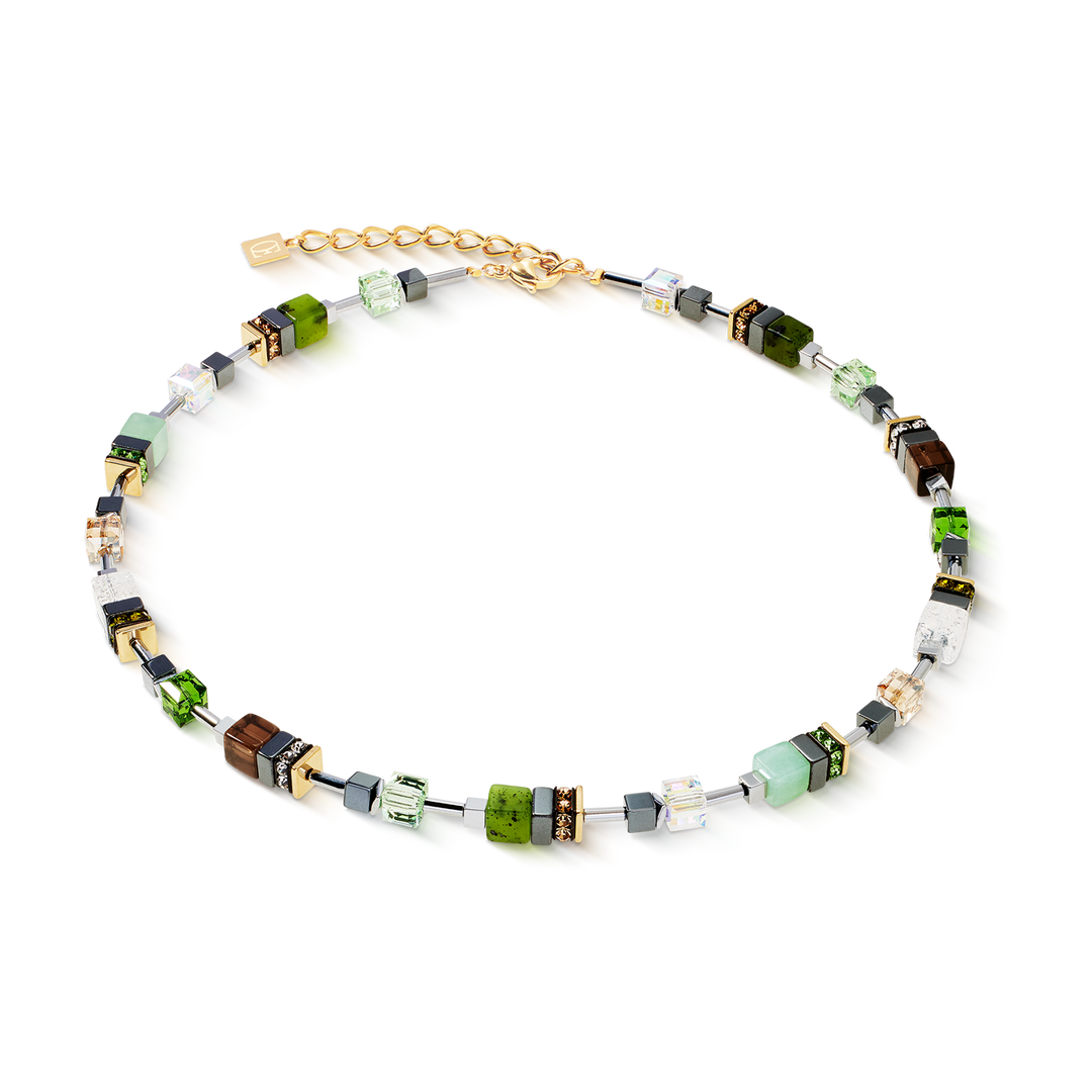 GeoCube® necklace & in green hues with Swarovski® crystal - Carathea & Jools