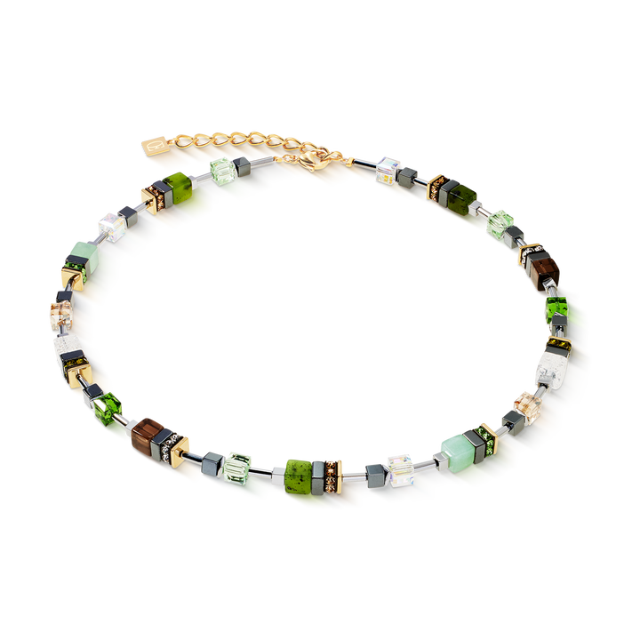 GeoCube® necklace & in green hues with Swarovski® crystal - Carathea & Jools