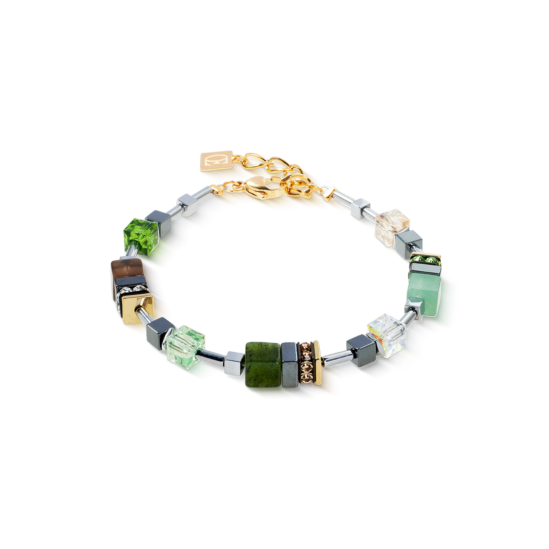 GeoCube® bracelet in green hues with Swarovski® crystal - Carathea & Jools