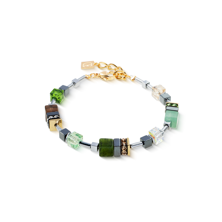 GeoCube® bracelet in green hues with Swarovski® crystal - Carathea & Jools