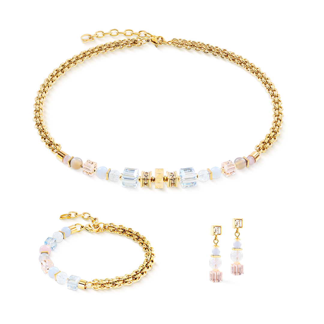 Coeur de Lion Gold & Pastel coloured Nexus necklace, bracelet & earrings set - Carathea & Jools