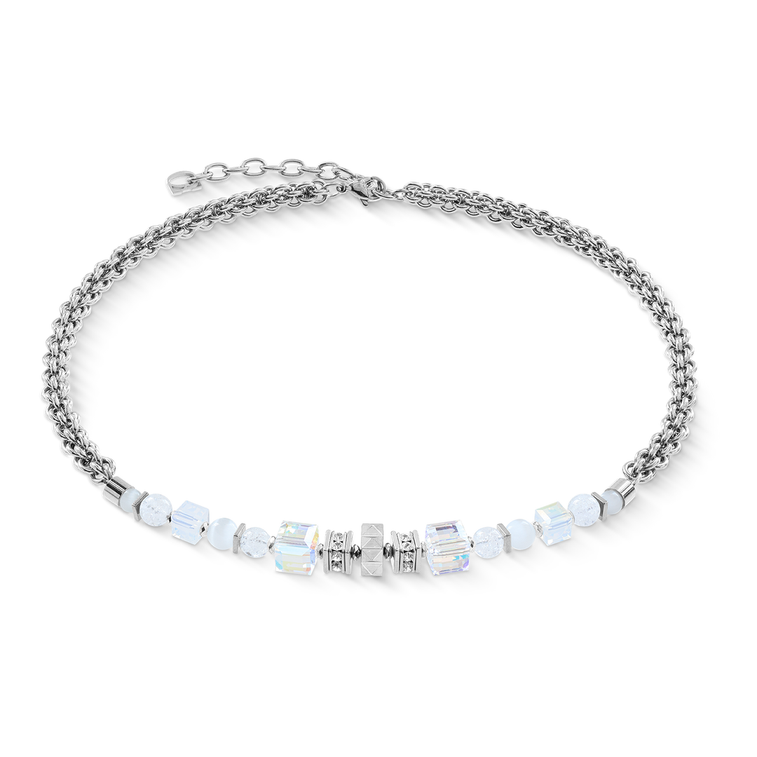 Coeur de Lion steel and white crystal necklace - Carathea & Jools