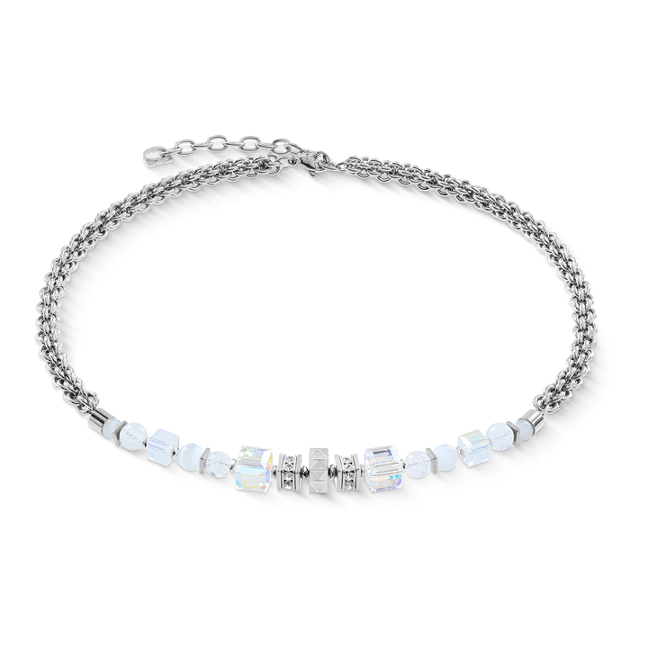 Coeur de Lion steel and white crystal necklace - Carathea & Jools