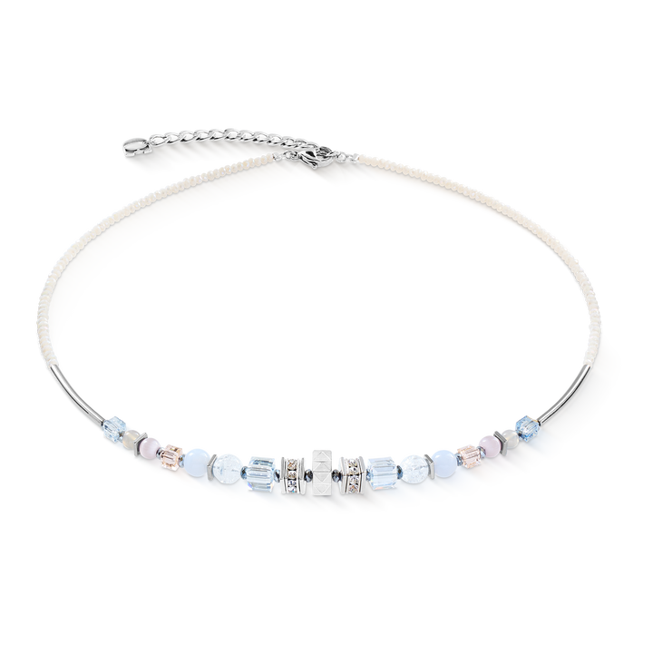Coeur de Lion cubes and circles necklace in silver and pastels - Carathea & Jools