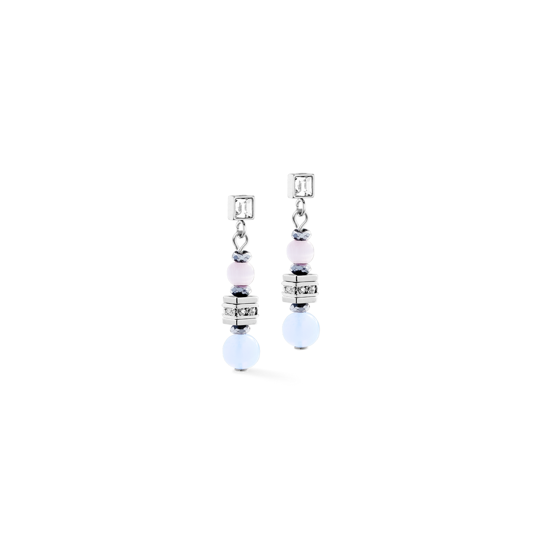 Coeur de Lion cubes and circles earrings set  in silver and pastels - Carathea & Jools