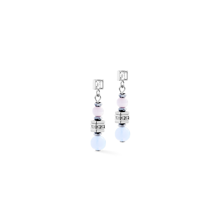 Coeur de Lion cubes and circles earrings set  in silver and pastels - Carathea & Jools