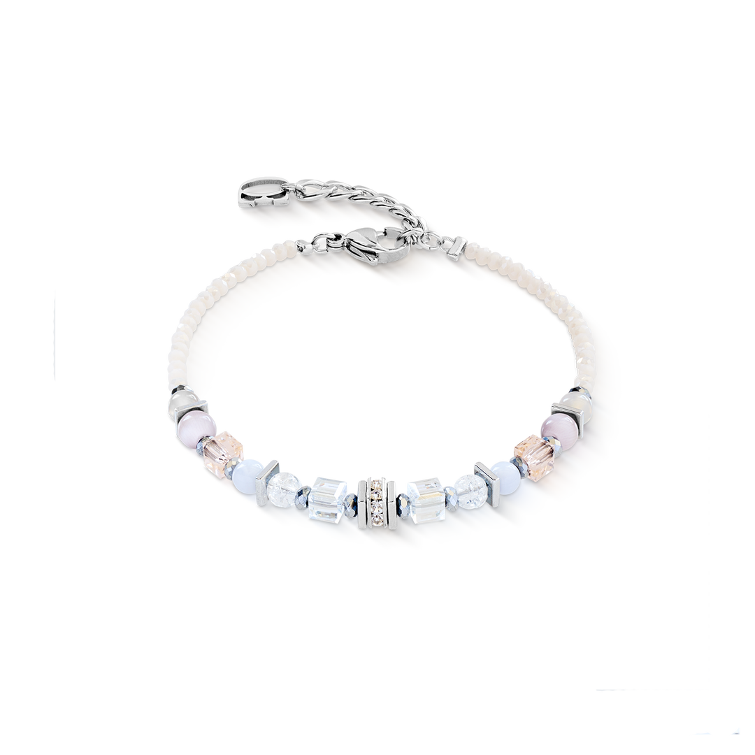 Coeur de Lion cubes and circles bracelet in silver and pastels - Carathea & Jools