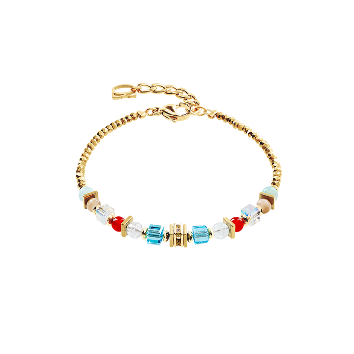 Coeur de Lion gold and multicoloured bracelet features round and cube beads - Carathea & Jools