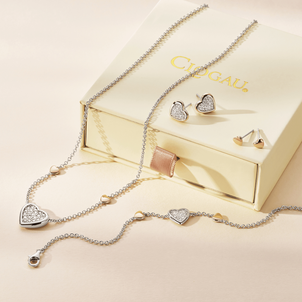 Clogau Forever Yours Love Hearts Necklace Bracelet and Earrings with CZ - Carathea & Jools