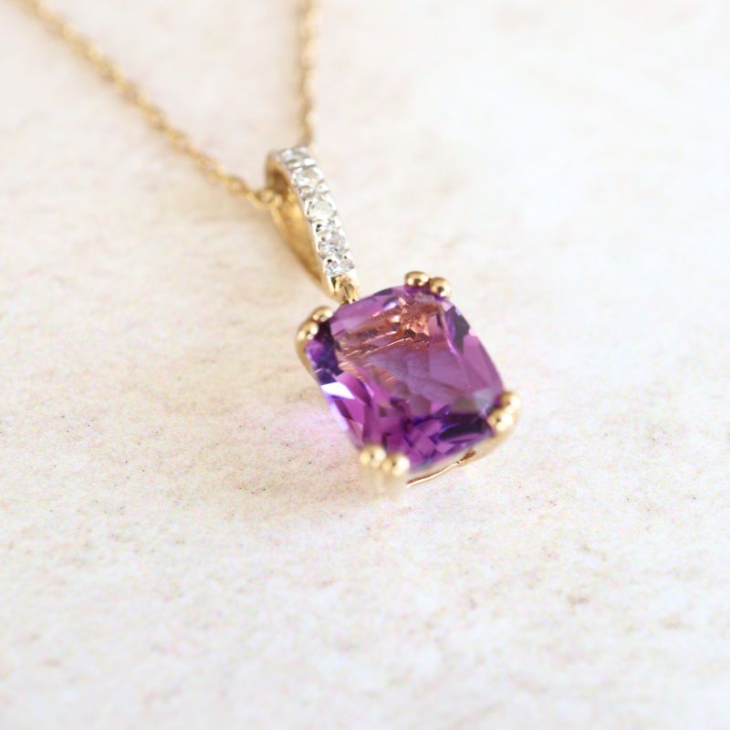 gold amethyst and diamond pendant - Carathea jewellers