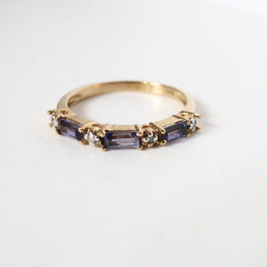 gold iolite and diamond band ring - Carathea jewellers