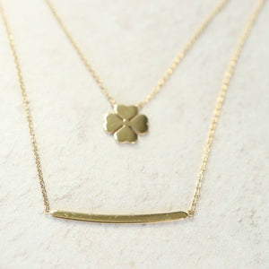 9ct gold multi layer clover and bar necklace - Carathea necklaces