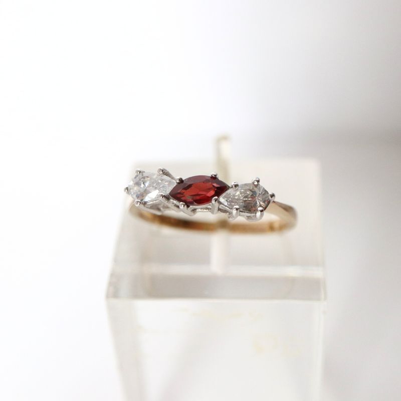 gold garnet and cubic zirconia ring - Carathea jewellers