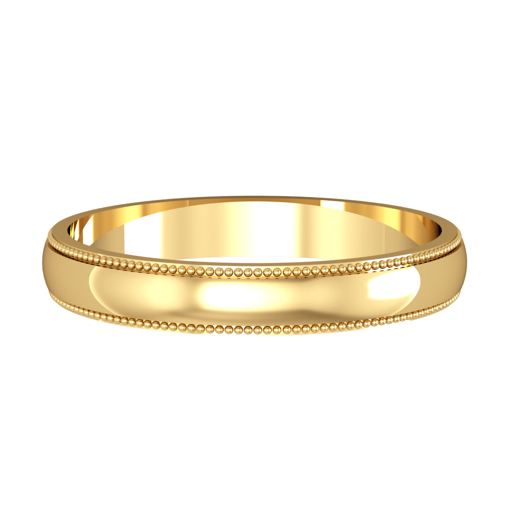 3mm gold wedding ring with milled edge | Carathea jewellers