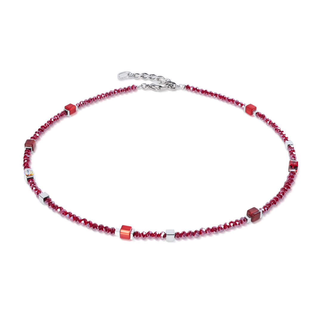 Coeur de Lion Beaded Flex bracelet in Red/Silver (can be worn as a necklace) - Carathea & Jools
