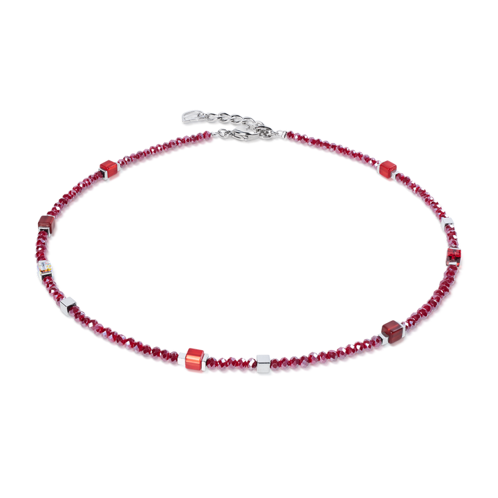 Coeur de Lion Beaded Flex bracelet in Red/Silver (can be worn as a necklace) - Carathea & Jools