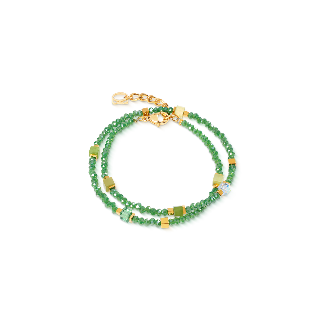 Coeur de Lion Beaded Flex bracelet in gold/green colours (can be worn as a necklace) - Carathea & Jools
