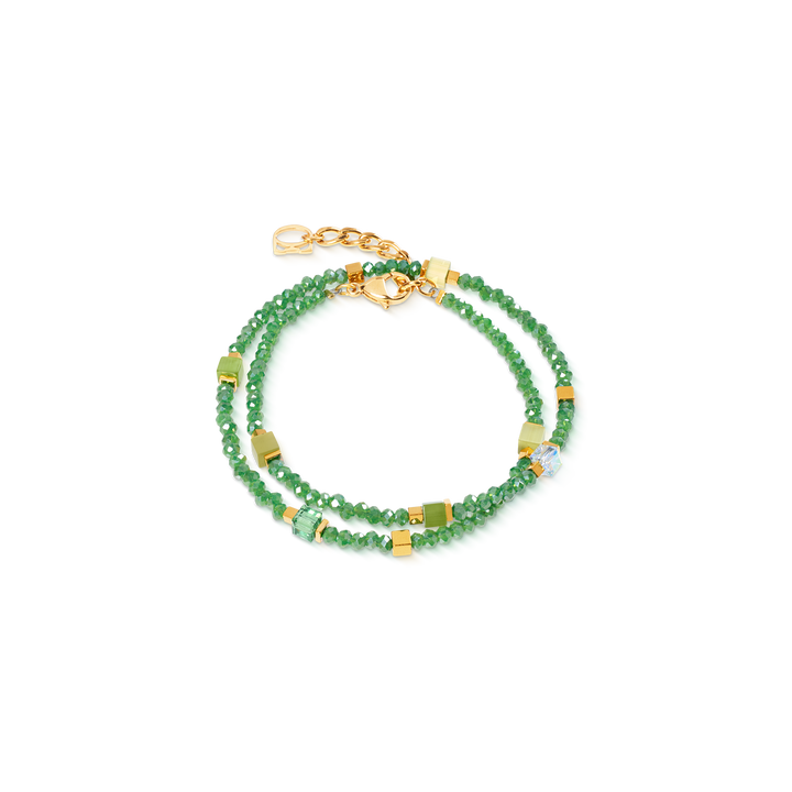 Coeur de Lion Beaded Flex bracelet in gold/green colours (can be worn as a necklace) - Carathea & Jools