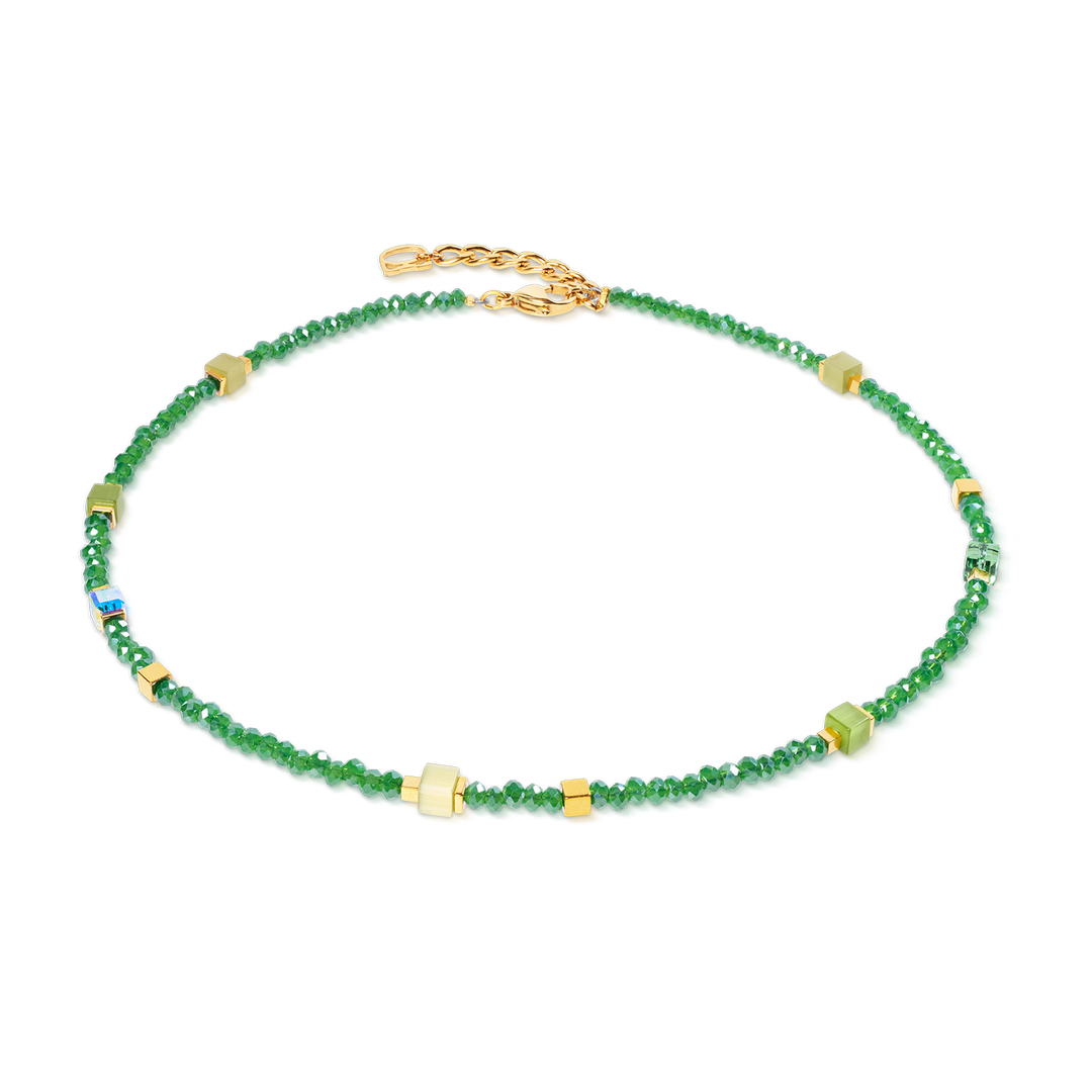 Coeur de Lion Beaded Flex bracelet in gold/green colours (can be worn as a necklace) - Carathea & Jools