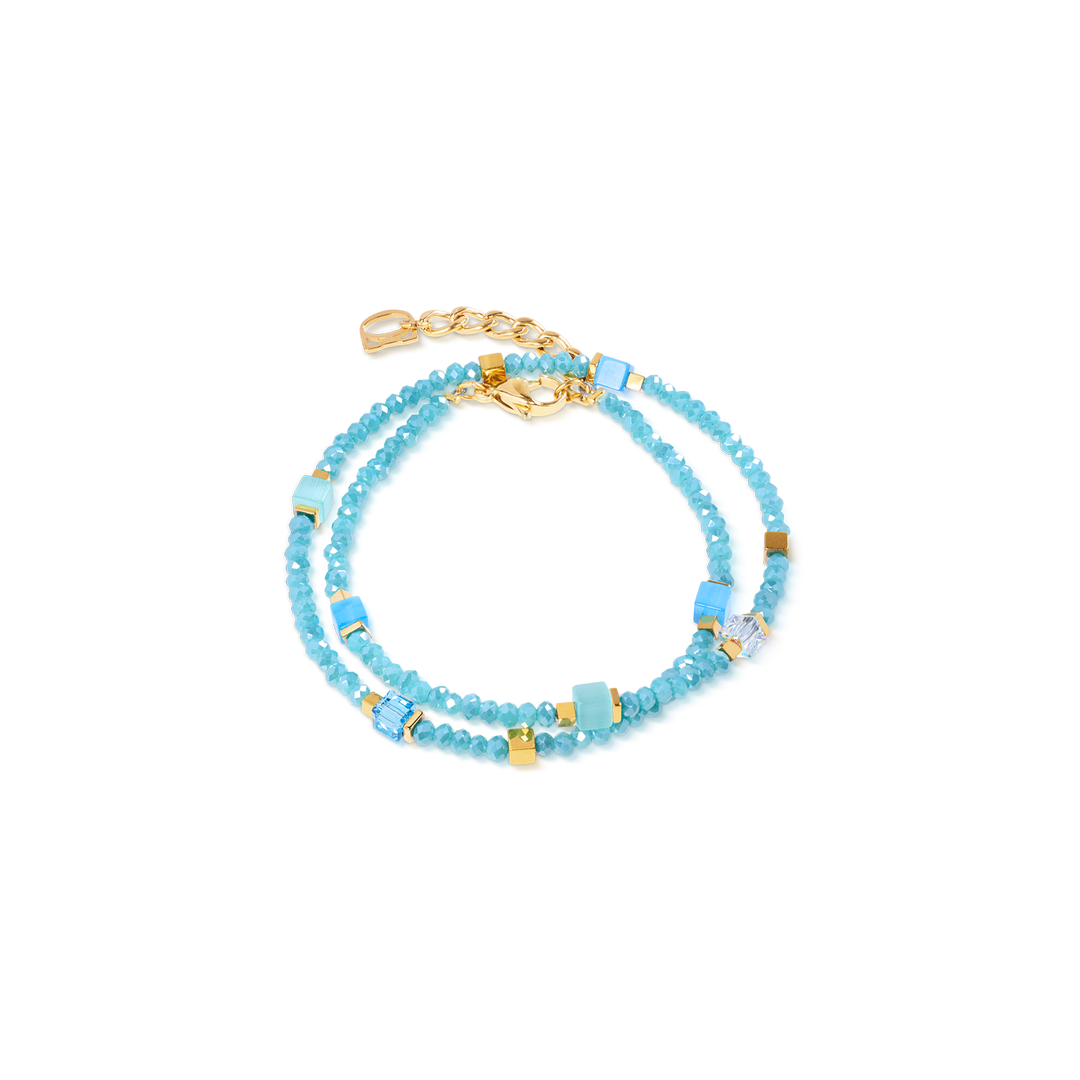 Coeur de Lion Beaded Flex bracelet in turquoise/gold colours (can be worn as a necklace) - Carathea & Jools