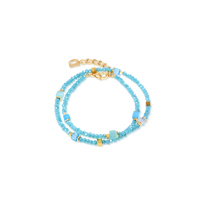 Coeur de Lion Beaded Flex bracelet in turquoise/gold colours (can be worn as a necklace) - Carathea & Jools