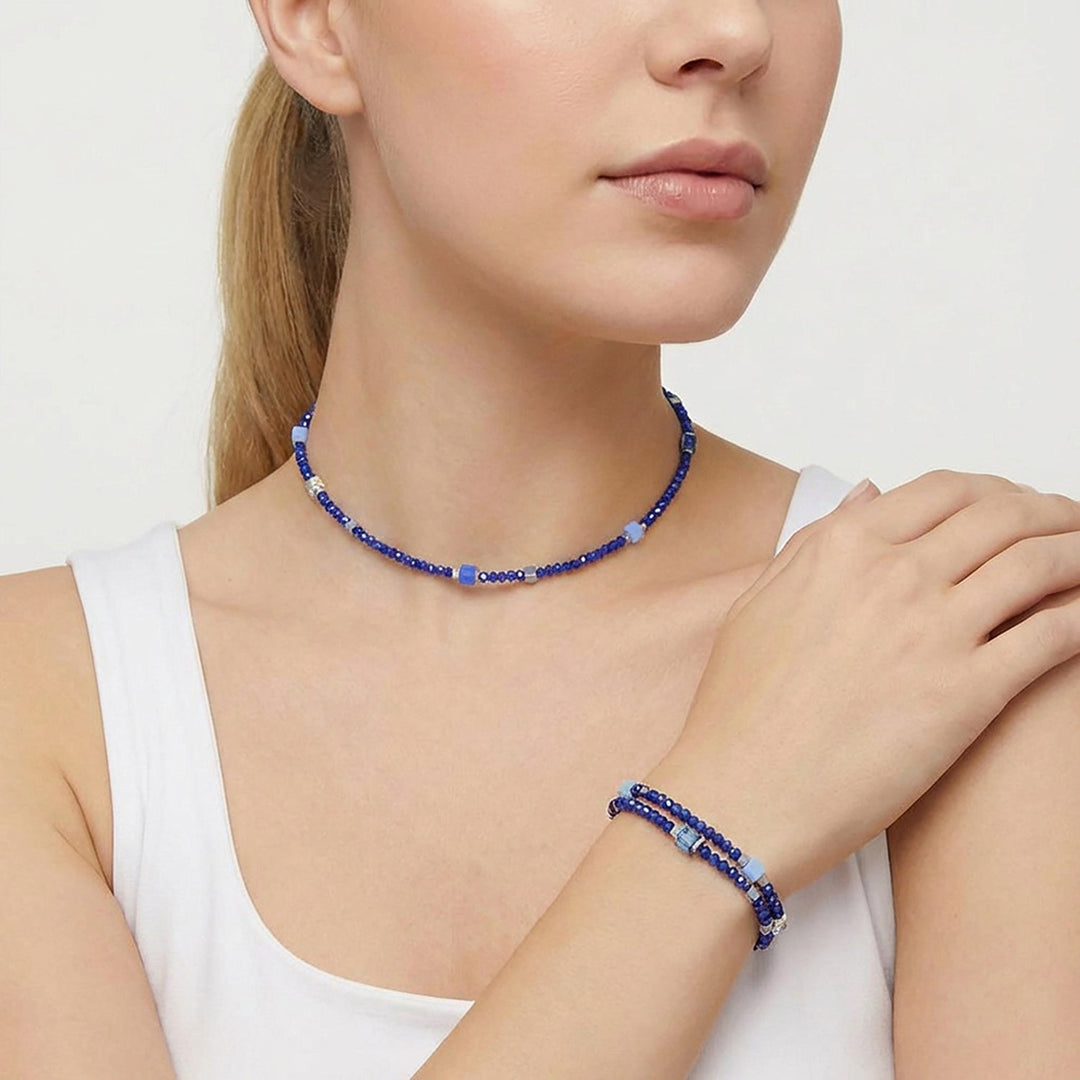 Coeur de Lion Beaded Flex bracelet in blue colours (can be worn as a necklace) - Carathea & Jools