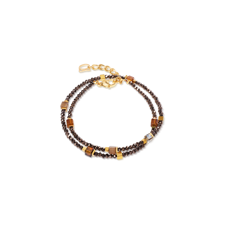 Coeur de Lion Beaded Flex bracelet in borwn/gold colours (can be worn as a necklace) - Carathea & Jools