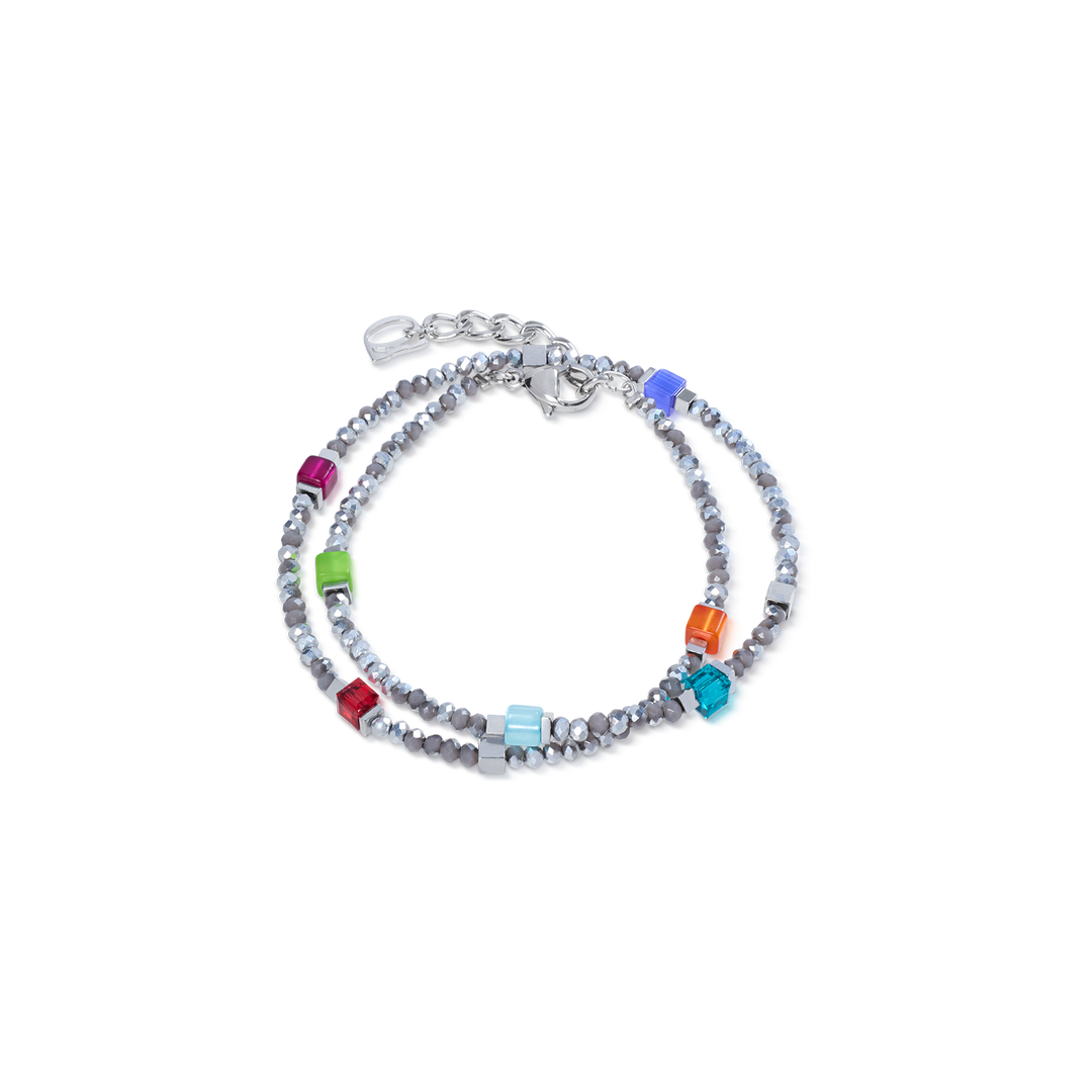 Coeur de Lion Beaded Flex bracelet in multicolour/silver colours (can be worn as a necklace) - Carathea & Jools