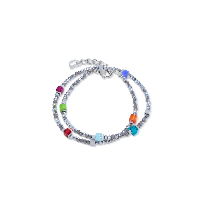 Coeur de Lion Beaded Flex bracelet in multicolour/silver colours (can be worn as a necklace) - Carathea & Jools