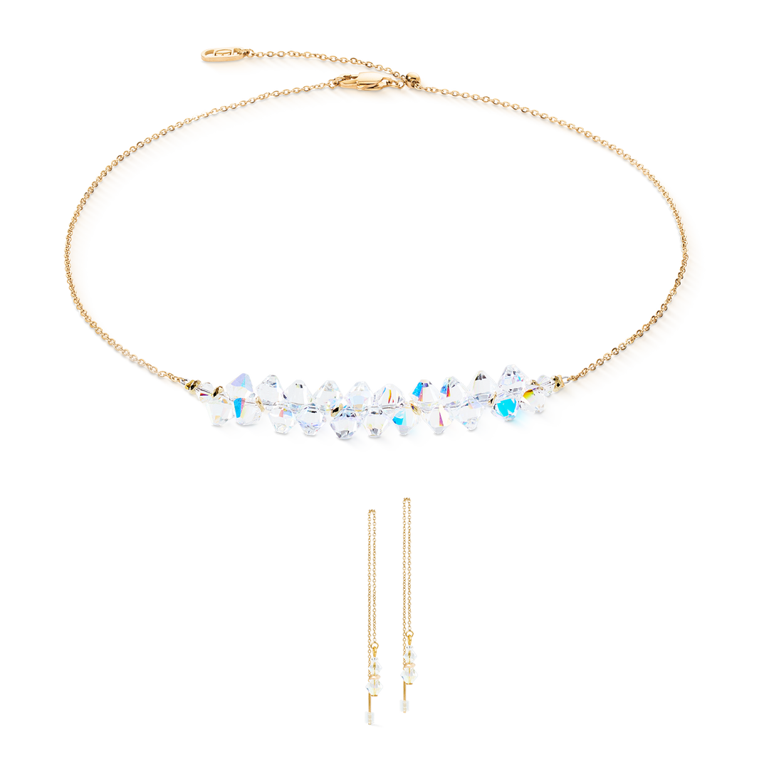 Coeur de Lion Dancing crystals gold/white necklace & earring set - Carathea & Jools