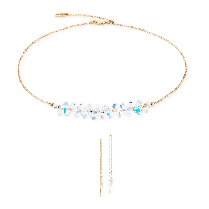 Coeur de Lion Dancing crystals gold/white necklace & earring set - Carathea & Jools