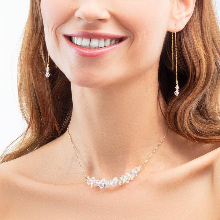 Coeur de Lion Dancing crystals gold/white necklace & earring set - Carathea & Jools