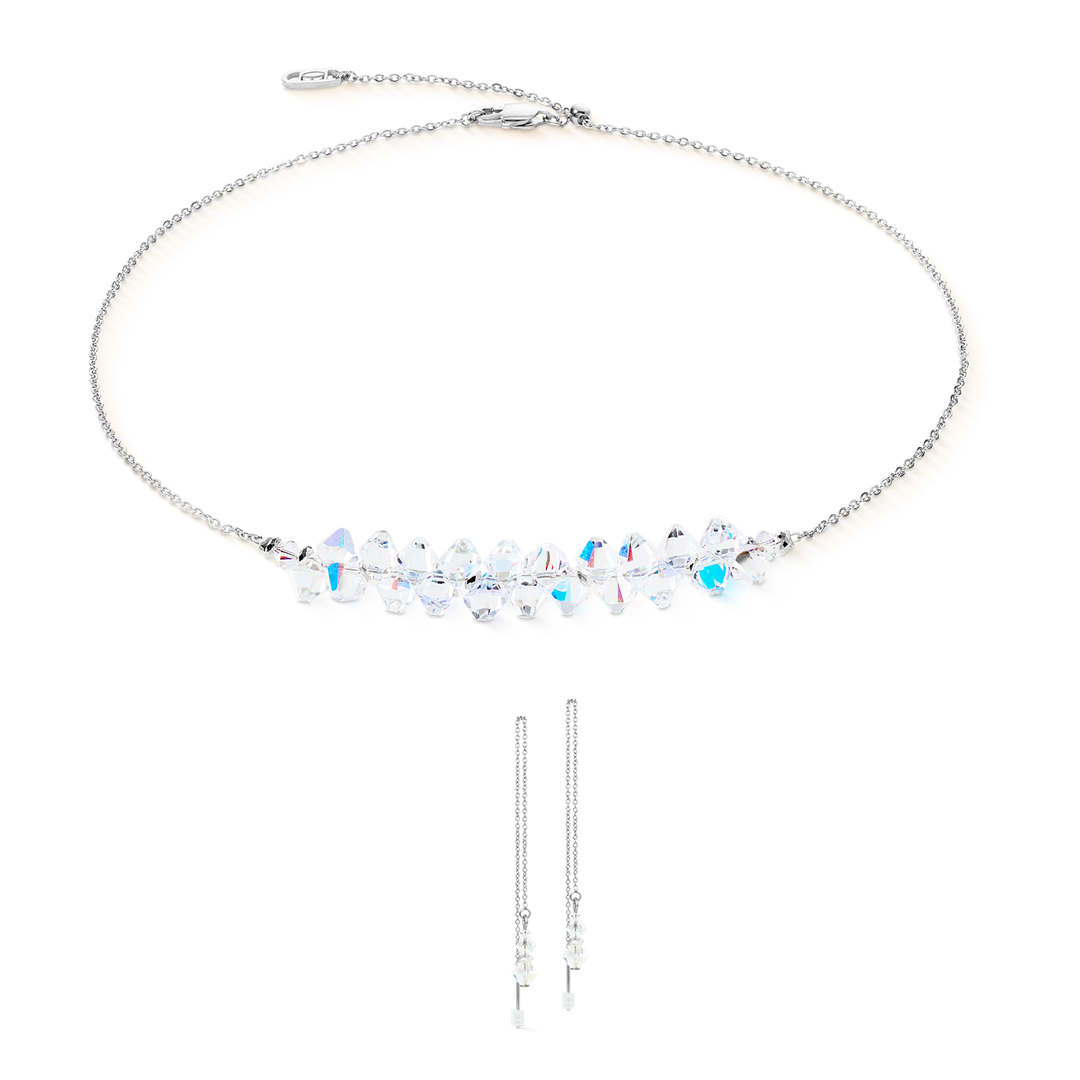 Coeur de Lion Dancing crystals silver/white necklace & earring set - Carathea & Jools