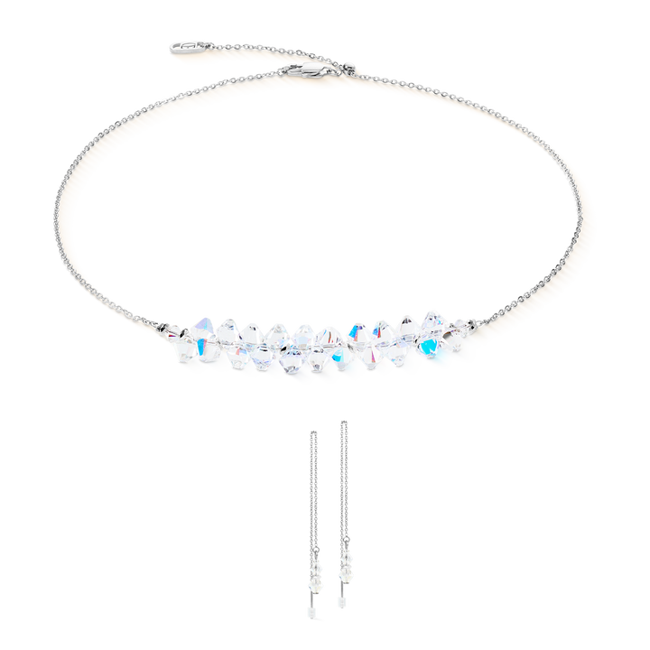 Coeur de Lion Dancing crystals silver/white necklace & earring set - Carathea & Jools