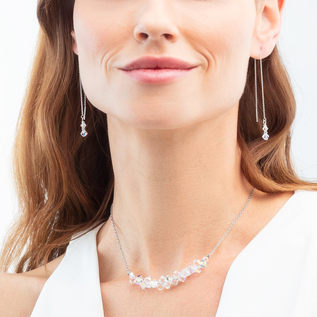 Coeur de Lion Dancing crystals silver/white necklace & earring set - Carathea & Jools