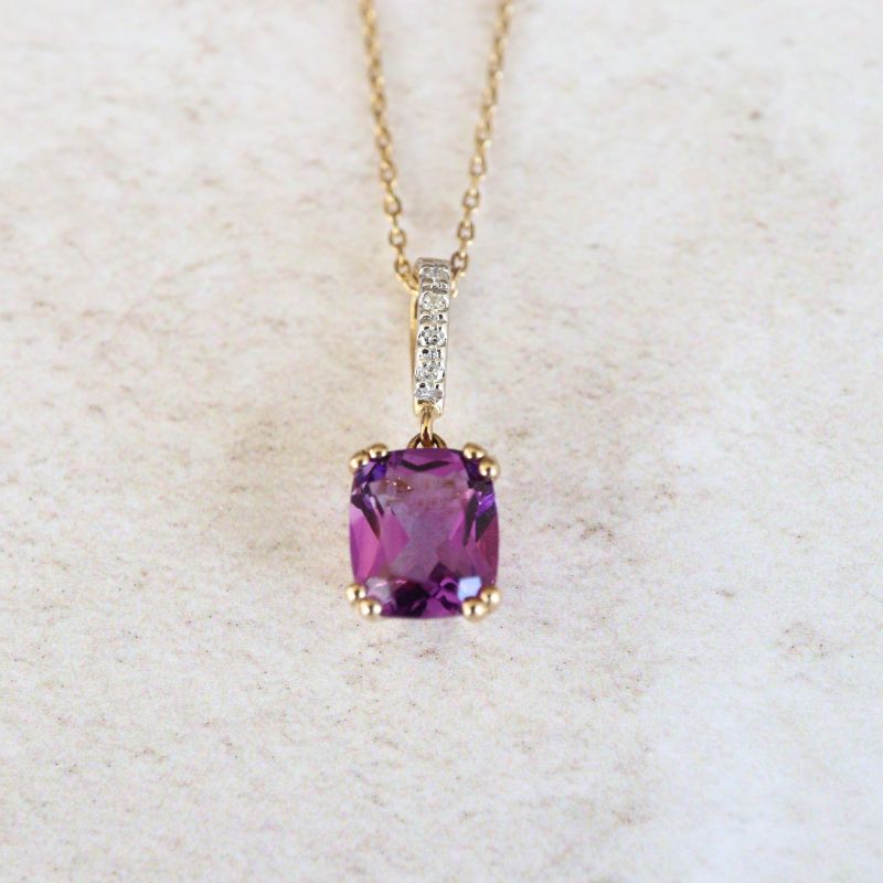 gold amethyst and diamond pendant - Carathea jewellers