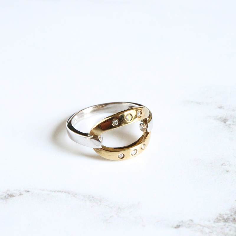 two-tone gold ring with diamonds - Carathea Jewellers