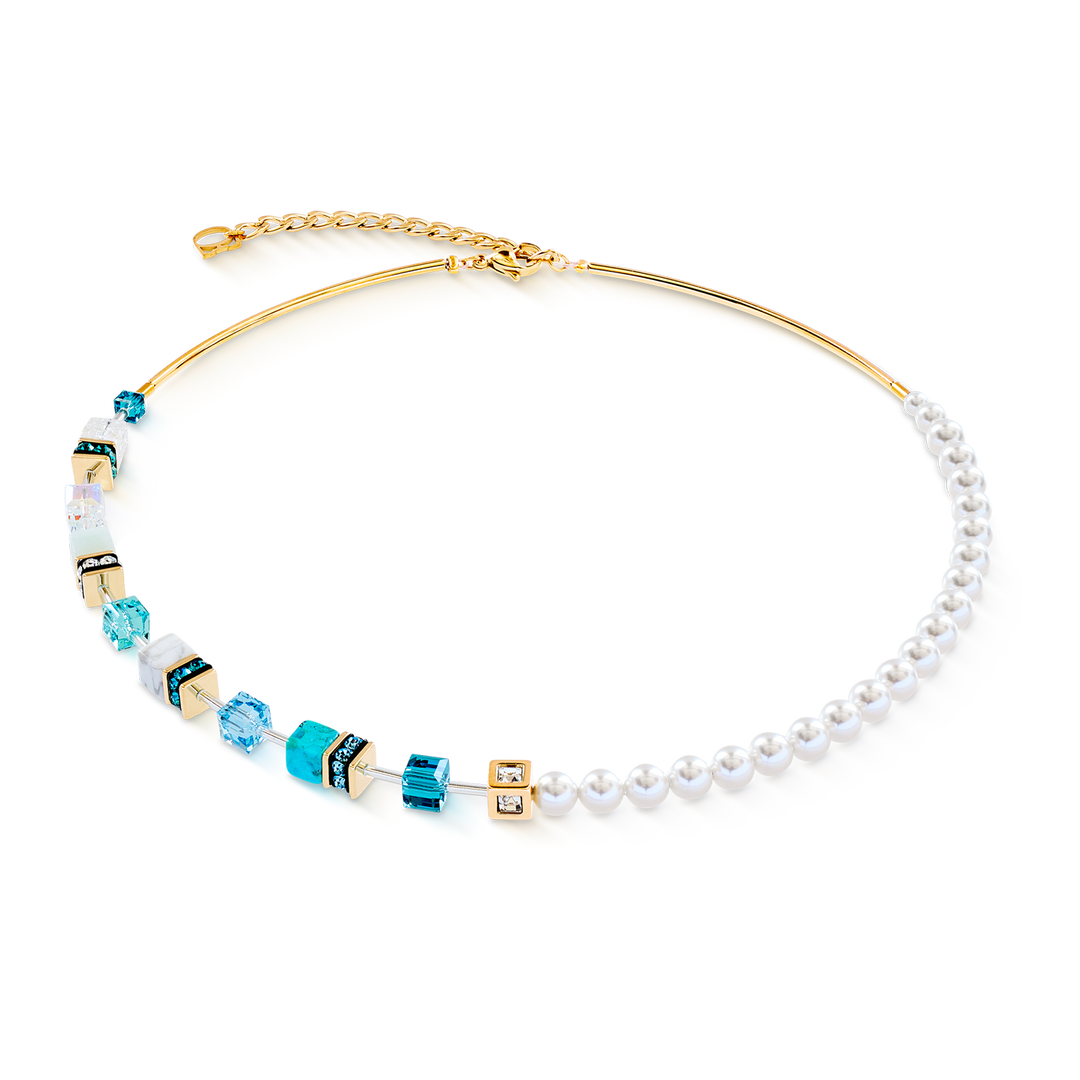 Couer de Lion Precious Fusion necklace features turquose and Swarovski® Pearls - Carathea & Jools