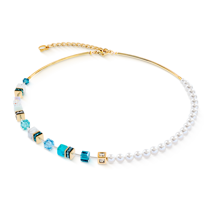 Couer de Lion Precious Fusion necklace features turquose and Swarovski® Pearls - Carathea & Jools