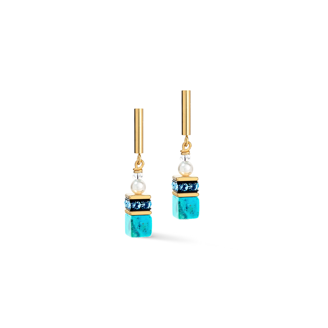 Couer de Lion Precious Fusion earrings features turquose and Swarovski® Pearls - Carathea & Jools