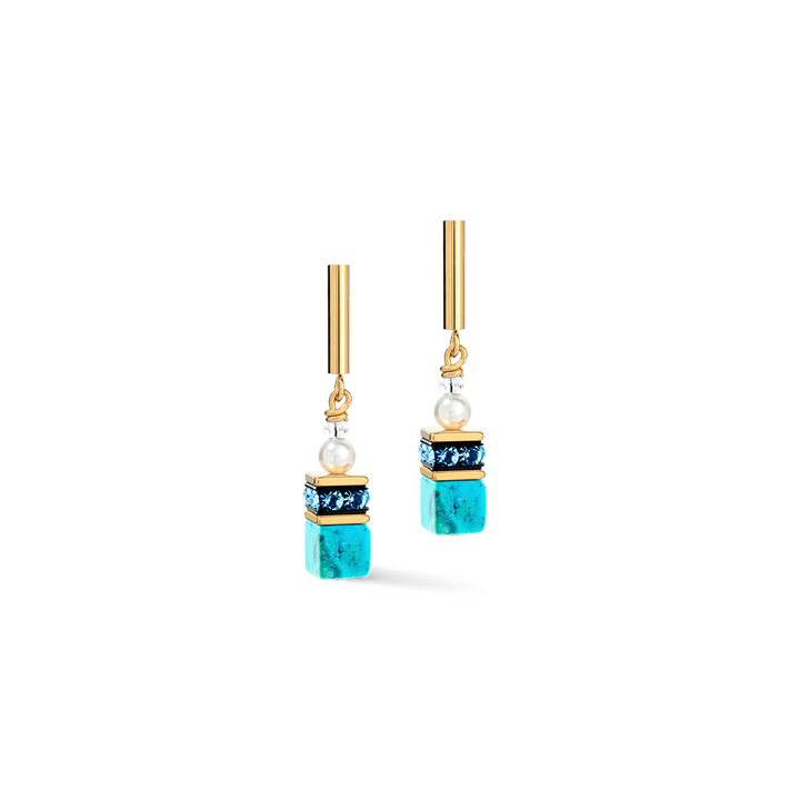 Couer de Lion Precious Fusion earrings features turquose and Swarovski® Pearls - Carathea & Jools
