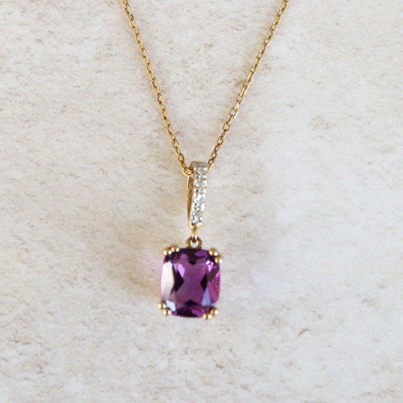 gold amethyst and diamond pendant - Carathea jewellers