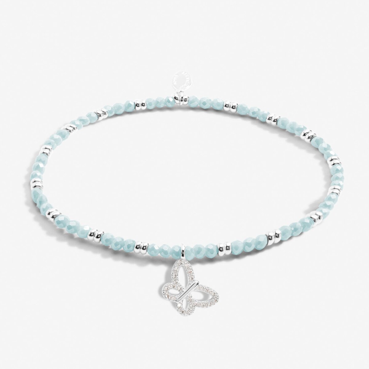 Joma Boho Beads Bracelet in Blue and Silver with Butterfly Charm