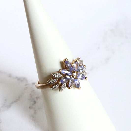 9ct Dress Ring with Tanzanite and Diamond