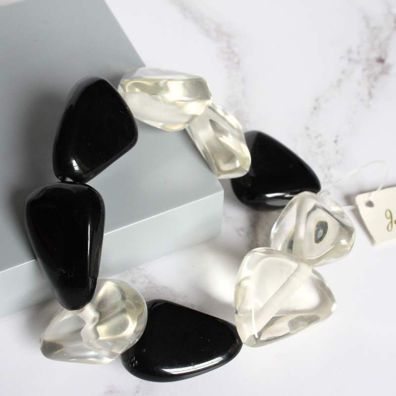 Black and Clear Jackie Brazil bracelet - Carathea jewellers